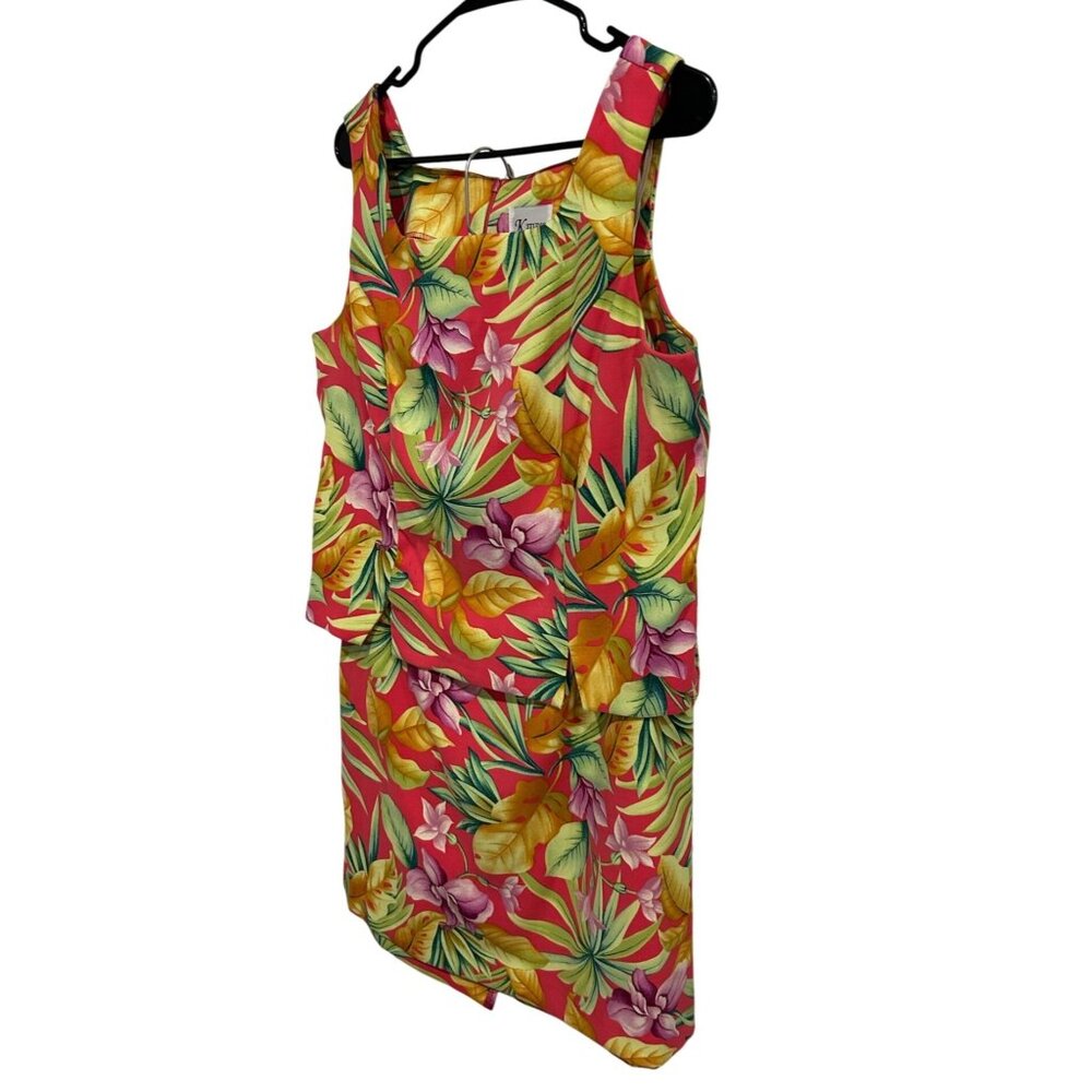 K Studio Womens Sleeveless Tropical Floral Print Dress Size 12 Two Piece - Picture 3 of 13
